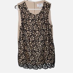 Neiman Marcus Lela Rose Target Black Lace Beige Sleeveless Tank Top
